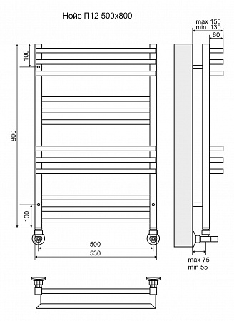 Нойс П12 500х800 Полотенцесушитель  TERMINUS Вольск - фото 3