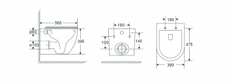 Подвесной унитаз безободковый Terminus Енисей Монолит 560х390 белый Вольск - фото 8
